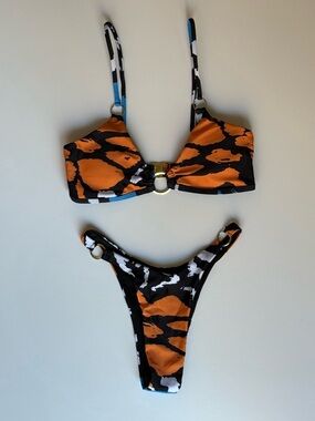 Matte Swim Alcaeus Safari Azul Bikini Size Small Animal Min. Coverage Like New